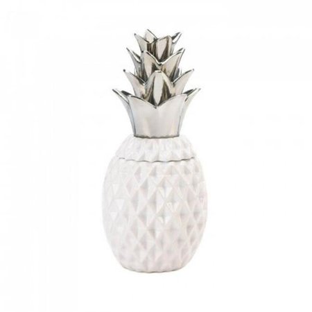 ACCENT PLUS Accent Plus 10018752 12 in. Topped Pineapple Jar; Silver 10018752